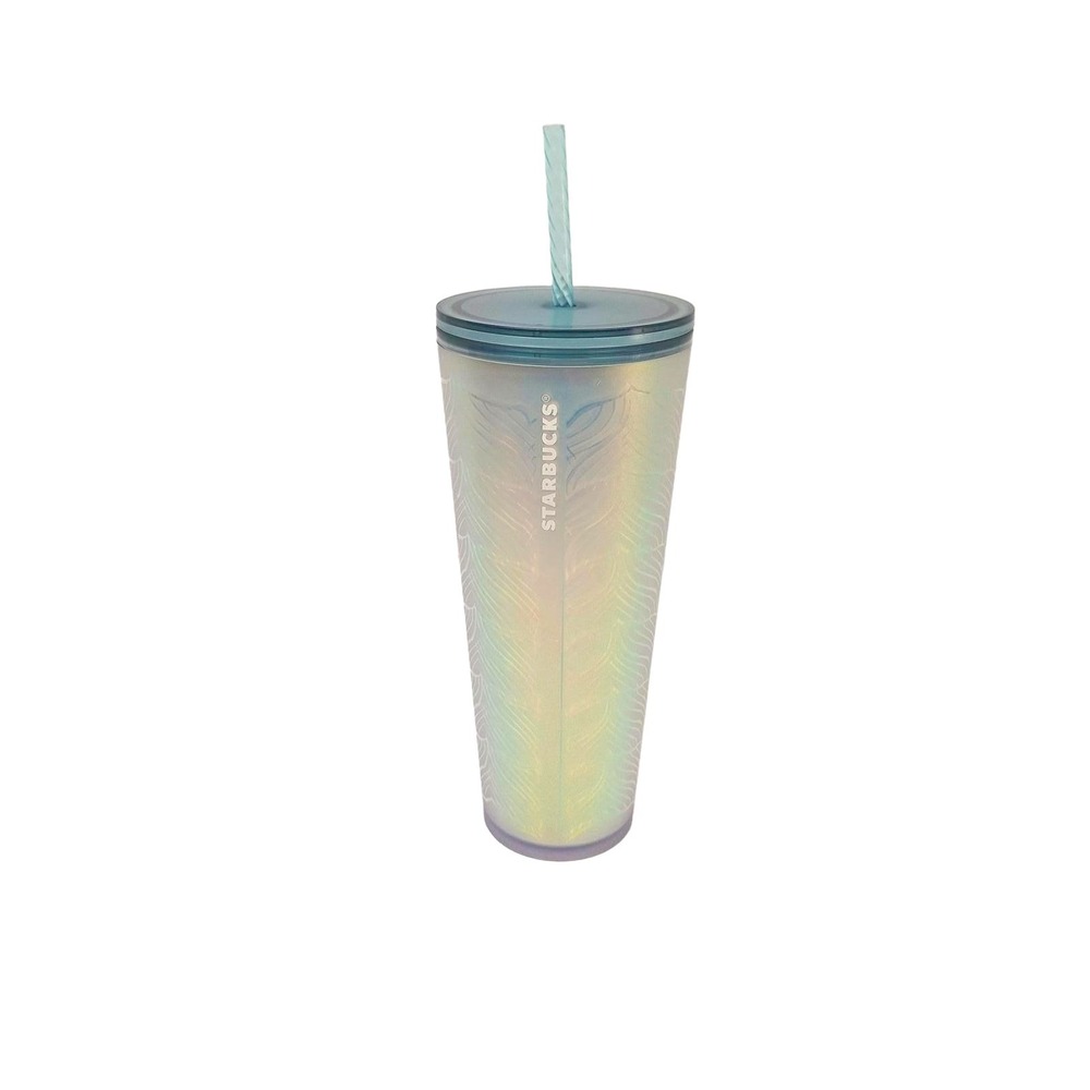 Starbucks Mermaid Tail Venti Tumbler Iridescent Undersea Cup Straw 24oz